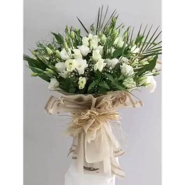 Beyaz Gül ve Beyaz Lisyantus Buketi