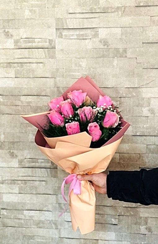 9 Pembe Gül Buketi